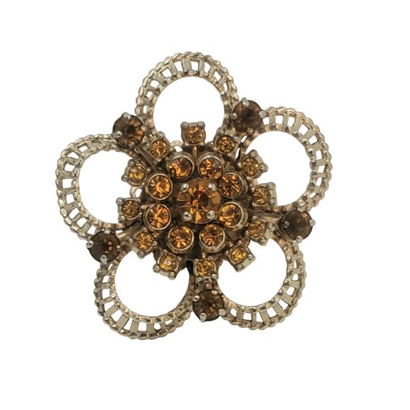 Vintage Barclay Brooch - 1940s - Openwork Rhinestone Brooch - Picture 2 of 7